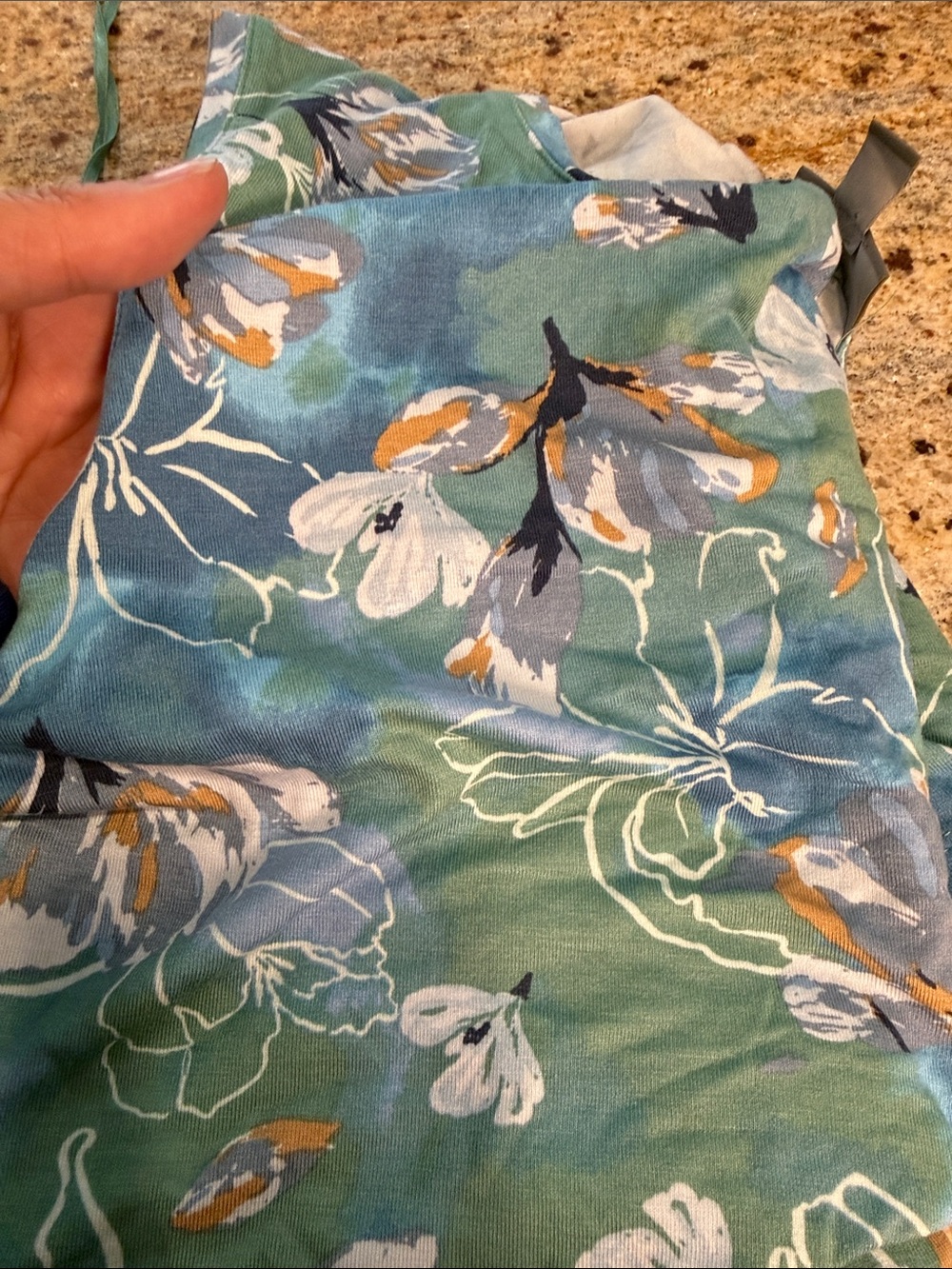 Sleeveless Floral Swing Dress in Teal and Light Blue - Picture 4 of 4